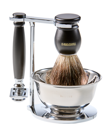 5-Piece Shave Set with Safety Razor, Badger Shaving Brush, Stand, Bowl & Toiletry Bag