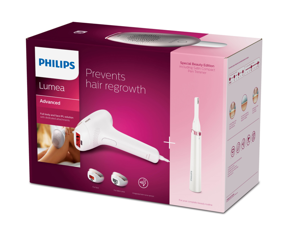 Philips, Lumea Advanced IPL Hair Removal, White / With Free Philips Curler