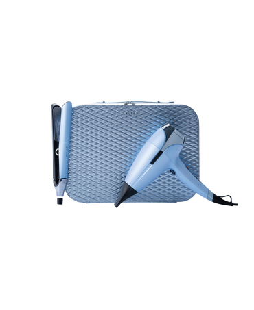 chronos hair straightener & helios® professional hair dryer deluxe gift set in icy blue - limited edition
