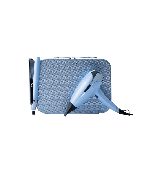 chronos hair straightener & helios® professional hair dryer deluxe gift set in icy blue - limited edition