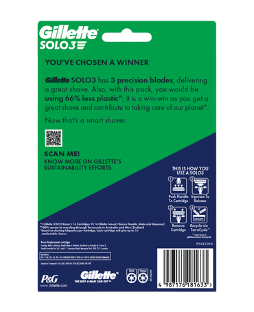 Solo 3 Razor with Blades Refill 16 Pack