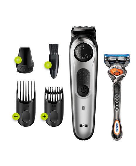 Series 5 Beard trimmer with Precision Dial, 3 Attachments and Gillette Fusion5 ProGlide razor
