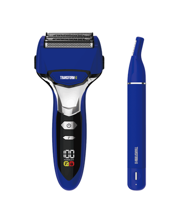 5 Blade Wet & Dry Electric Shaver & Ear & Nose Trimmer Combo - Blue