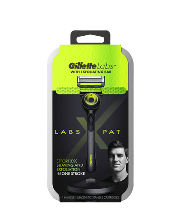 GilletteLabs X Pat with Exfoliating Bar Razor with Blades Refill 5 Pack & Travel Case