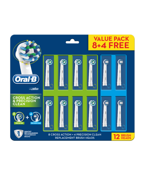 CrossAction 8 Pack & Precision Clean 4 Pack Electric Toothbrush Replacement Head Refills 12 Pack