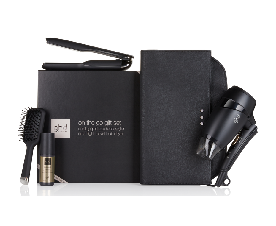 ghd travel gift set with unplugged cordless hair straightener