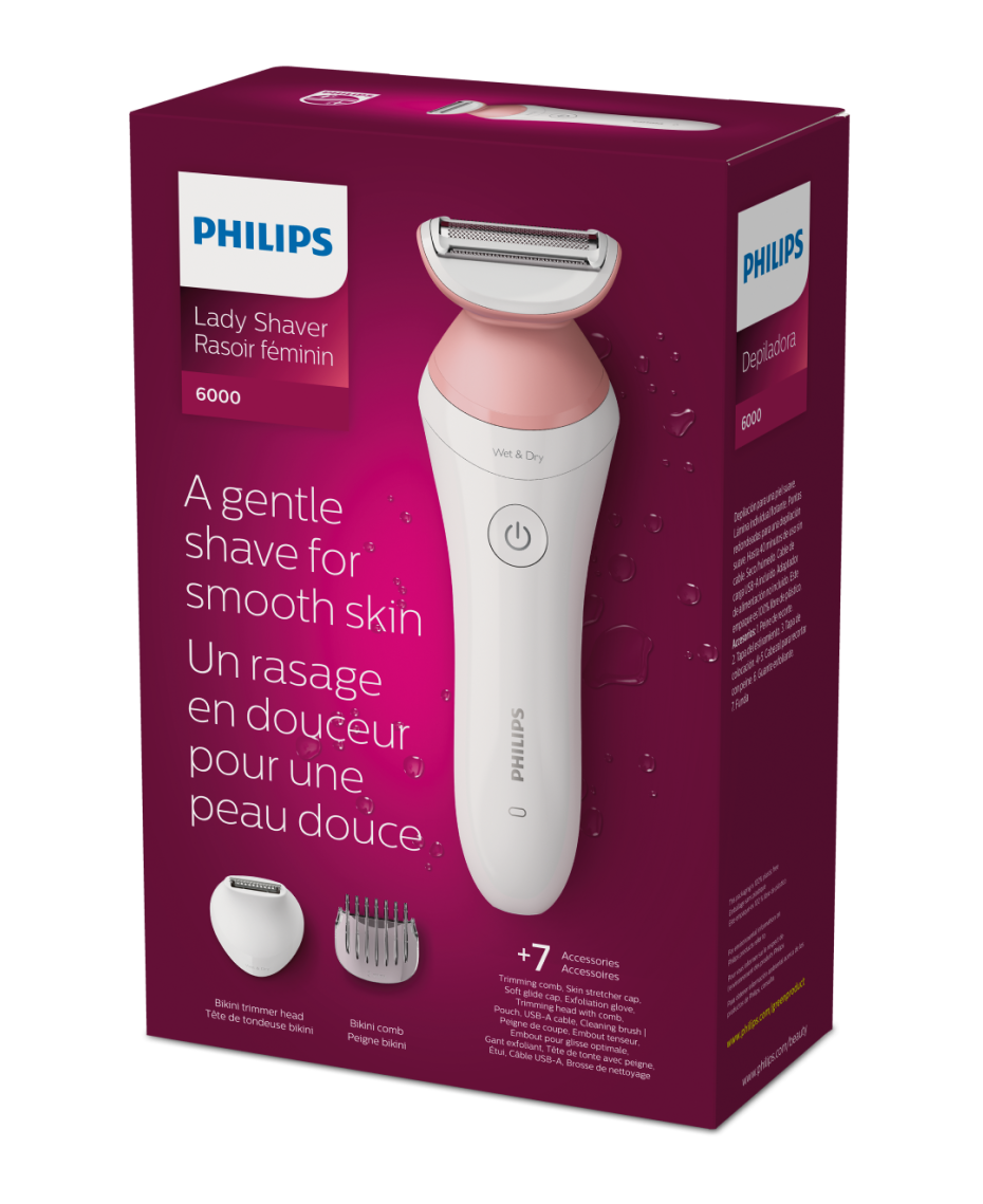 Philips Wet and Dry Electric Ladies Shaver with 6 Attachments