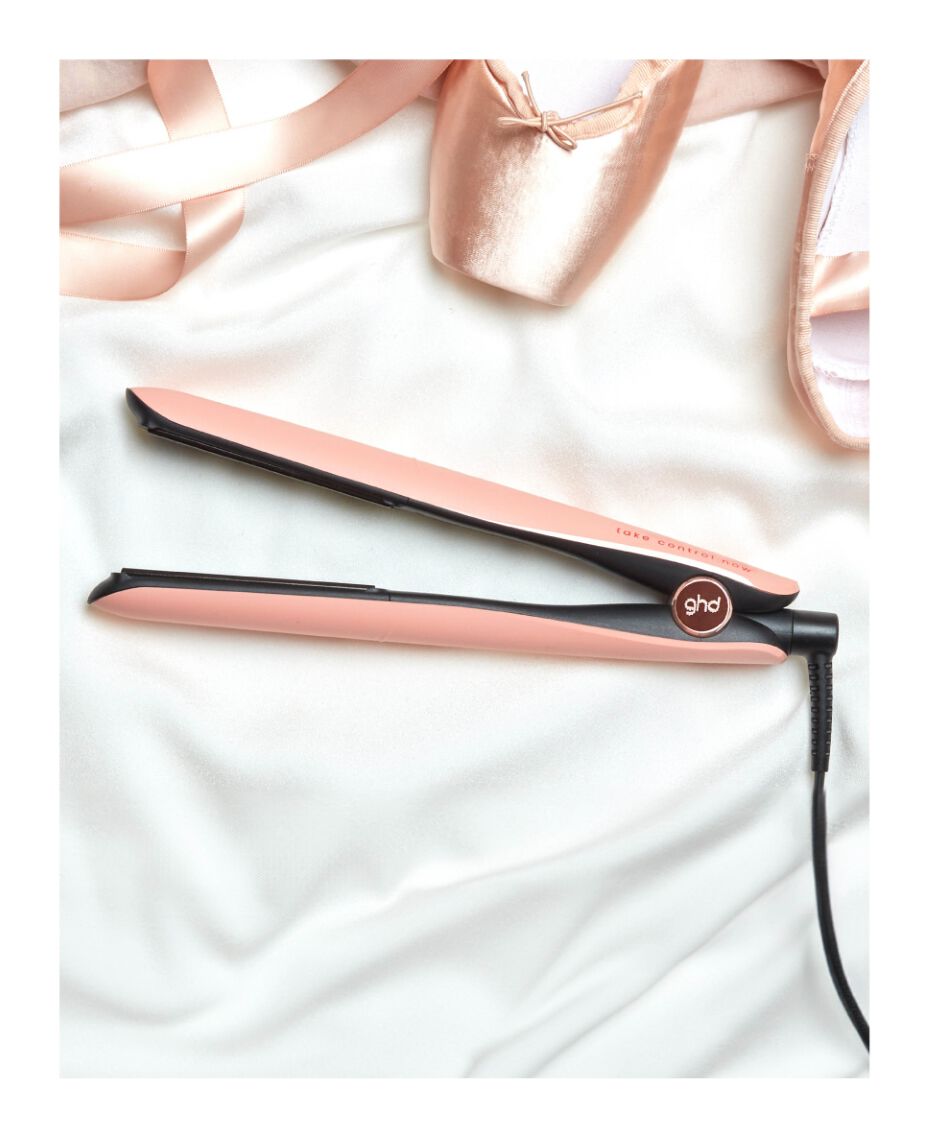 ghd gold hair straightener in pink peach limited edition