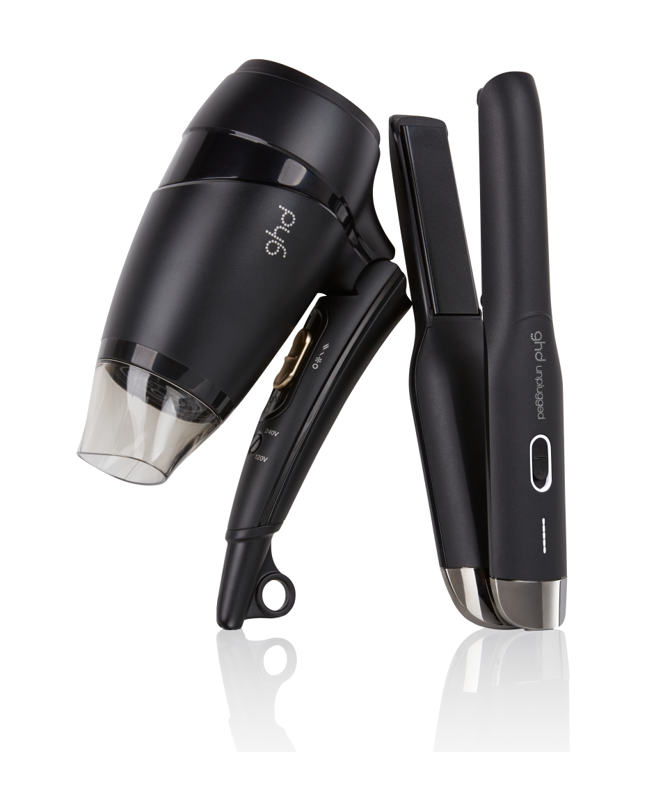 ghd travel gift set with unplugged cordless hair straightener