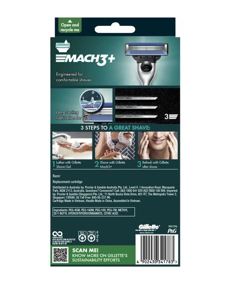 Mach3+ Razor with Blades Refill 2 Pack