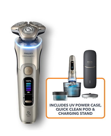 Series i9000 Prestige Ultra Wet & Dry Electric Shaver with Quick Clean Pod & UV Power Case