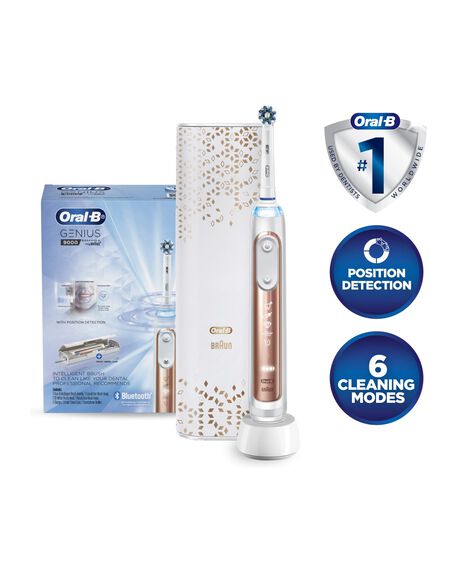 Genius 9000 Electric Toothbrush with 3 Replacement Heads & Smart Travel Case, Rose Gold