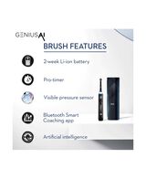 Genius AI Electric Toothbrush with 3 Replacement Heads & Smart Travel Case, Black